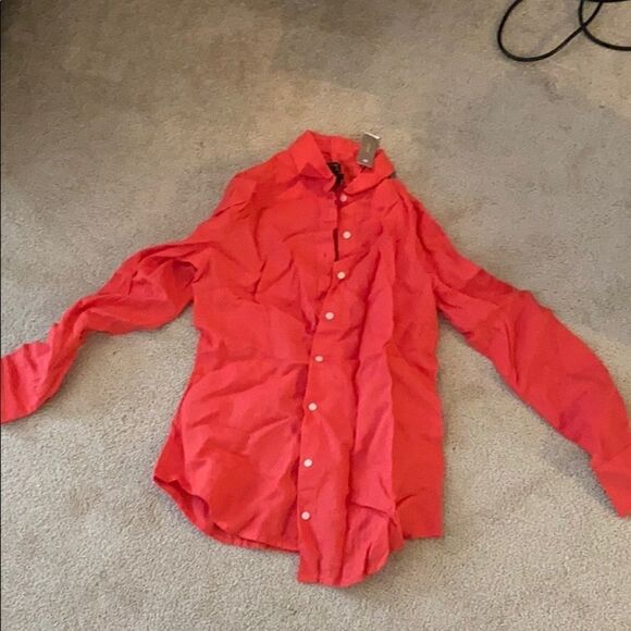 Jcrew red orange linen button down size 0 - Picture 1 of 2
